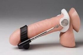 The extender mechanically lengthens the penis, increasing its size